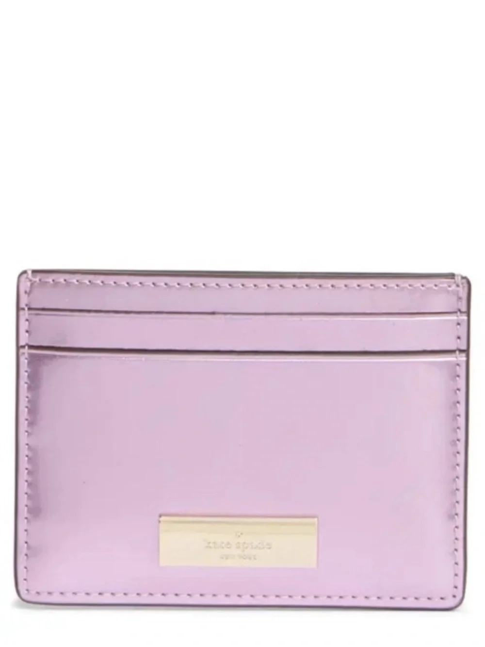 kate spade Metallic Purple-Pink Card Holder with Logo Plaque